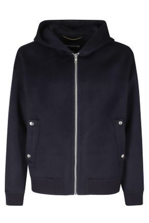 Department Five Navy Hooded Ribbed Trim Wool Jacket