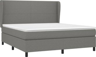 vidaXL Vidaxl - Cama Box Spring Con Colch&oacute;n Tela Gris Oscuro 180x200 Cm