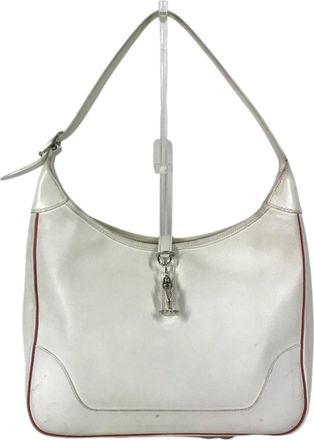 Herm&egrave;s Red Color White Leather Shoulder Bag Tote Bag (Pre-Owned)