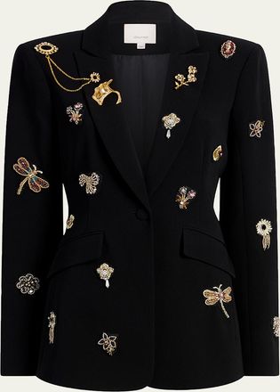 Cinq &agrave; Sept Cheyenne Beaded Blazer with Brooches