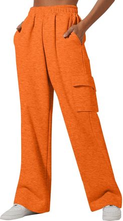 Generic Womens Wide Leg Sweatpants Cozy Fleece Boyfriend Casual Jogger Pants Straight Leg Baggy Elastic High Waisted Sport Yoga Pants Plain Loose Tracksuit Bo