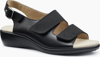 Hotter Womens Easy II Womens Extra Wide Wedge Sandals - Black - Size: 6.5