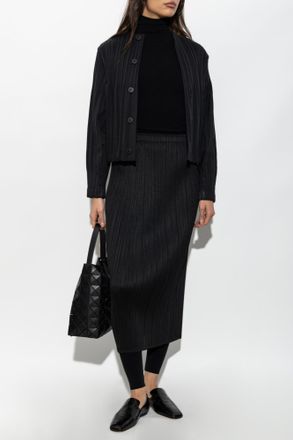 Pleats Please Issey Miyake Fitted Turtleneck Top, Womens, Black