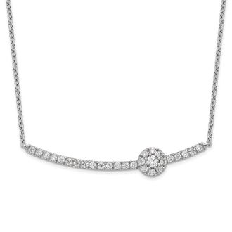Diamond2Deal 14K White Gold 1/2 Ct Lab Grown Diamond Halo Bar Pendant Necklace 18 Clarity VS, Color G-H