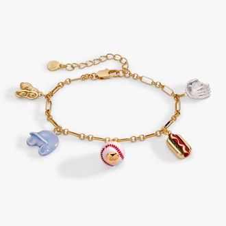 Alex and Ani Take Me Out to the Ballgame Baseball Charm Bracelet in Brass Two Tone at Nordstrom