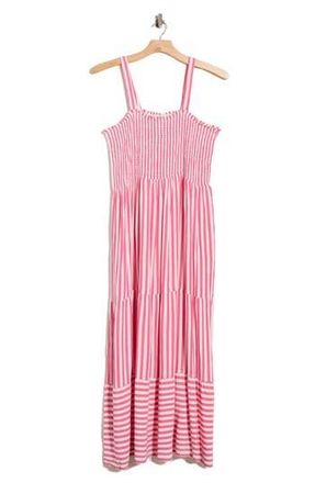 Boho Me Stripe Tiered Cover-Up Maxi Dress in Pink Stripe at Nordstrom Rack, Size 1X
