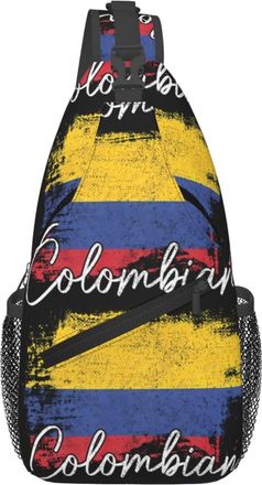 Generic Vintage Colombia Flag Colombian Pride Roots Cross Body Bag Trendy Shoulder Bag Anti Theft Crossbody Bags For Sports Workout Women