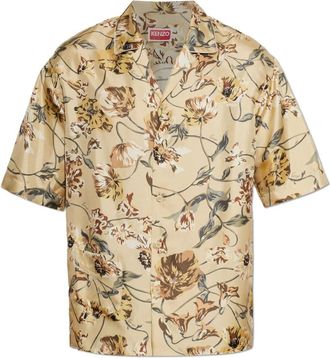 Kenzo Wildflower Hawaiiaans Korte Mouw Shirt - Heren - Korte mouwen Overhemden - Geel - XS - Overhemden