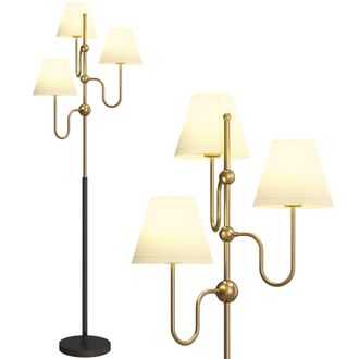 HOMCOM 3-Light Floor Lamp - 165 cm Tall Standing Lamp with Foot Switch | TJ Hughes