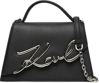 Karl Lagerfeld Tassen, Dames, Zwart, ONE Size, Leer, K/Signature 2.0 Medium Crossbody