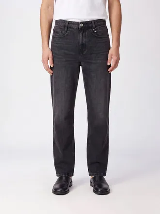 Wooyoungmi Jeans straight fit a 5 tasche in denim di cotone nero