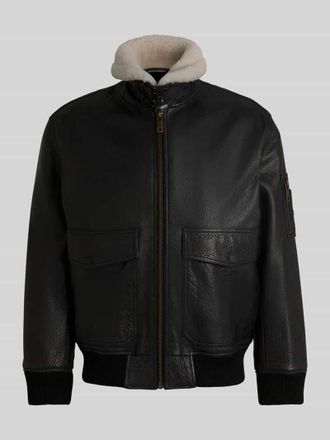 HUGO BOSS Regular Fit Lederjacke im Aviator-Stil Modell LORAN in Black, Gr&ouml;&szlig;e XL