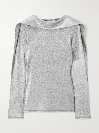 Liberowe Top In Maglia Metallizzata Con Collo Lavalli&egrave;re Roberta - Argento