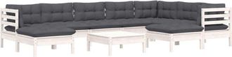 vidaXL Muebles De Jard&iacute;n 10 Pzas Con Cojines Blanco Madera Maciza Pino Vidaxl