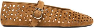 Scarosso Evelyn Ballerina plat - Dames - Ballerinas - Bruin - 42 EU - Leer - Schoenen