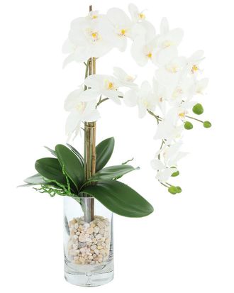 Creative Displays Inc. Handmade Faux Orchids Arranged In Glass Vase With Rocks