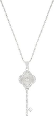 Adornia Pavé Clover Key Pendant Necklace in Silver at Nordstrom Rack