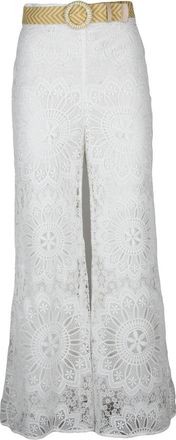 Zimmermann High-Waisted Broderie Anglaise Trousers With Flared Leg