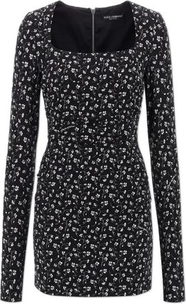 Dolce & Gabbana Mini abito stampato in seta stretch - - Dresses - Donna - Nero - M