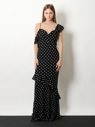 Self Portrait Womens Dress Polka-Dot Viscose Black