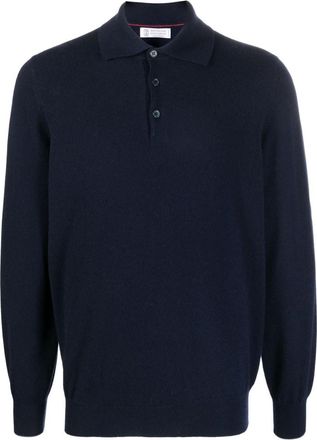 Brunello Cucinelli Blue Cashmere polo shirt