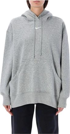 Nike Zwart Logo Hoodie Stijlvol Comfort - Dames - Hoodies - Grijs - L - Katoen - Hoodies & sweatvesten