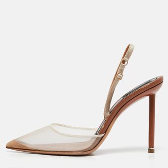 Alexander Wang Beige Mesh and Leather Lovisa Ankle Strap Pumps Size 39