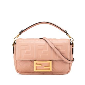 Fendi Pre-owned Womens Baguette Mini Quilted Leather - Coral - One Size