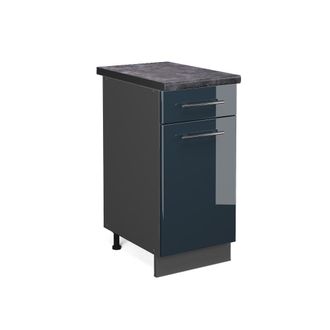 Vicco Mueble Bajo De Cocina Fame-line, Azul Oscuro Alto Brillo, 40 Cm, Et Antracita Vicco