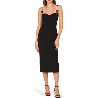 ASTR the Label Bow Strap Midi Dress in Black at Nordstrom Rack, Size Medium