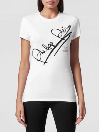 Philipp Plein T-shirt slim fit in jersey con stampa logo a contrasto