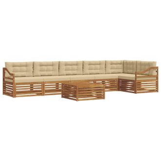 vidaXL Conjunto De Sof&aacute;s De Exterior Con Coj&iacute;n 7 Pcs Natural Y Beige Vidaxl
