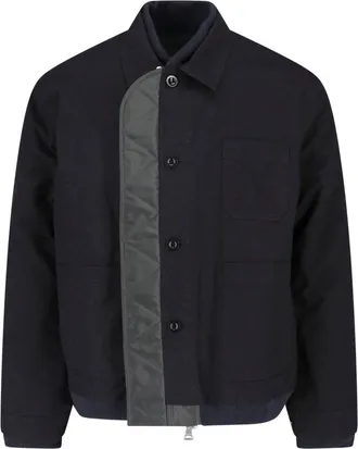 sacai Reversible Black and Dark Olive Cropped Jacket