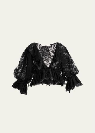 Chlo&eacute; Scallop Floral Lace Top