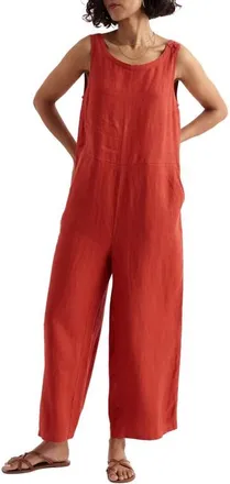 Seasalt Cornwall Salt Air Wide Leg Linen Jumpsuit in Carnelian at Nordstrom, Size 12