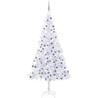 vidaXL &Aacute;rbol De Navidad Artificial Con Luces Y Bolas Blanco 240 Cm Vidaxl