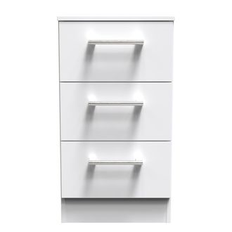 Welcome Furniture Denver Ready Assembled Bedside Table with 3 Drawers - White - Welcome Furniture | TJ Hughes