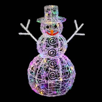 F&eacute;&eacute;ric Lights & Christmas Acr&iacute;lico Forma Mu&ntilde;eco De Nieve 3d Luz 80 Led H.60cm Al Aire Libre Multicolor - Feeric Lights & Christmas