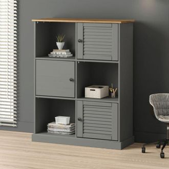 vidaXL Vidaxl - Librer&iacute;a Vigo Madera Maciza De Pino Gris 90x35x114,5 Cm