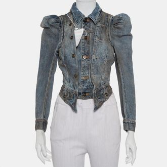 Faith Connexion Blue Denim Muddy Distressed Victorian Jacket