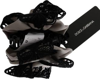 Dolce & Gabbana Womens Gray Silk Black Lace Hair Claw Accessory