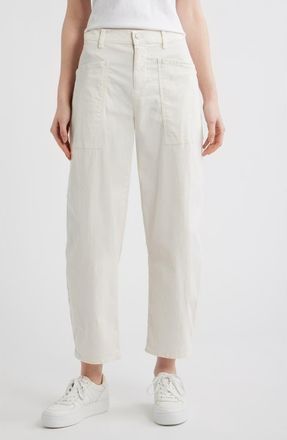 Frank & Eileen Bray Barrel Leg Cotton Twill Pants in Chalk at Nordstrom, Size 12