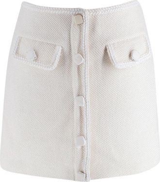 Self Portrait White Boucle Tweed Mini Skirt Size XS