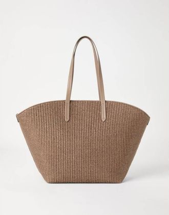 Brunello Cucinelli Womens Light Brown Woven Tote