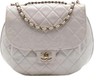 Chanel Pre-owned Vintage Quilted Crossbody Bag - Dames - Vintage Schoudertas - Grijs - ONE Size - Leer - Vintage