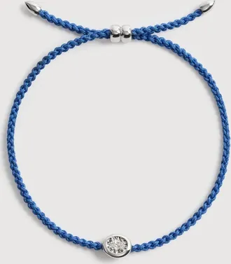 Monica Vinader Sterling Silver Oval Diamond Cord Bracelet Lab Grown Diamond