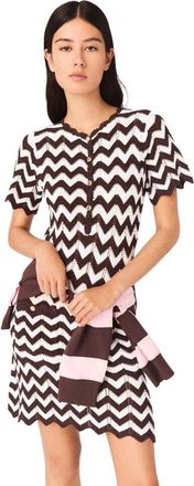 Maje Zigzag crochet dress in Brown/white at Nordstrom, Size 42 Eu