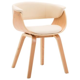 vidaXL Vidaxl - Silla De Comedor Madera Curvada Y Cuero Sint&eacute;tico Crema