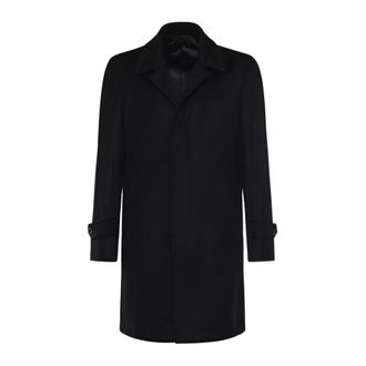 Luigi Bianchi Mantova Single-Breasted Coats, male, Black, Size: 3XL Single-Breasted Coat