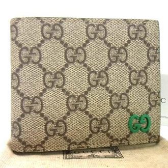 Gucci Gg Supreme Brown Green Pvc Leather Wallet (Bi-Fold) (Pre-Owned)